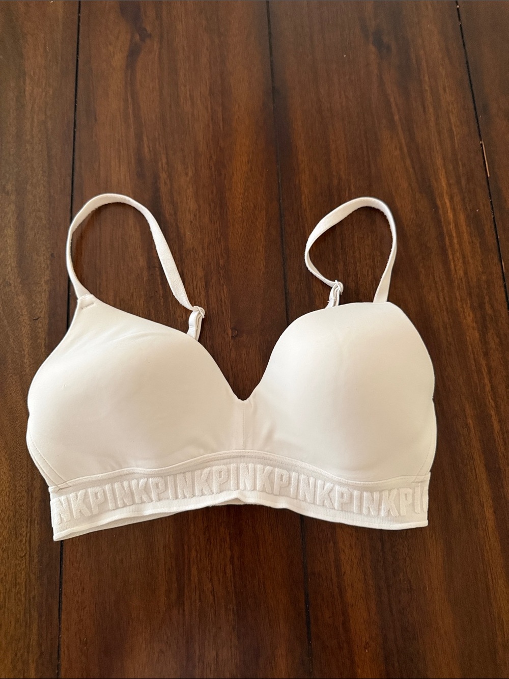 PINK Victoria's Secret Light‎ Cream Seamless Logo Bralette Size 32C